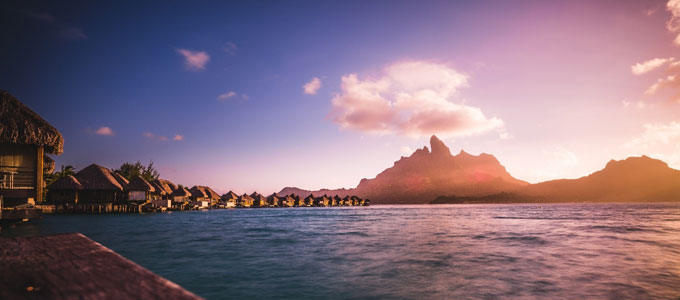 Water bungalows in Bora Bora